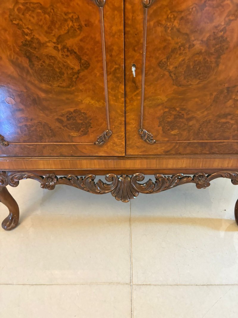 Outstanding Quality Antique Burr Walnut Cocktail Cabinet - Image 8